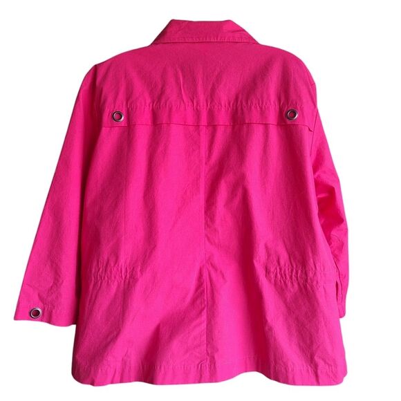 Chicos Womens Coat Long Sleeve Short Trench Style Pink Canvas Cotton Fall XL - Picture 5 of 8
